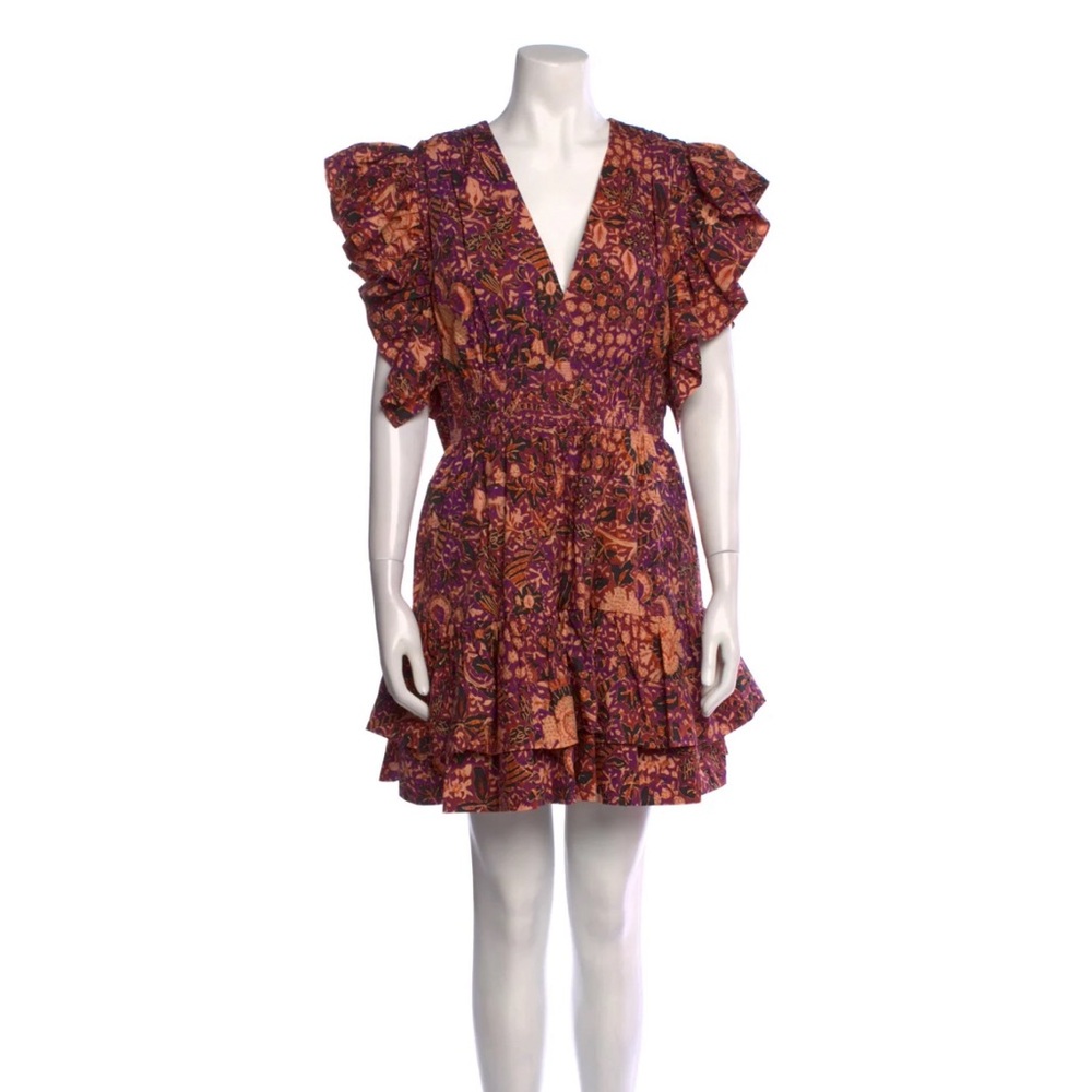 Ulla Johnson Red Ruffled Kira Tiered Sundress